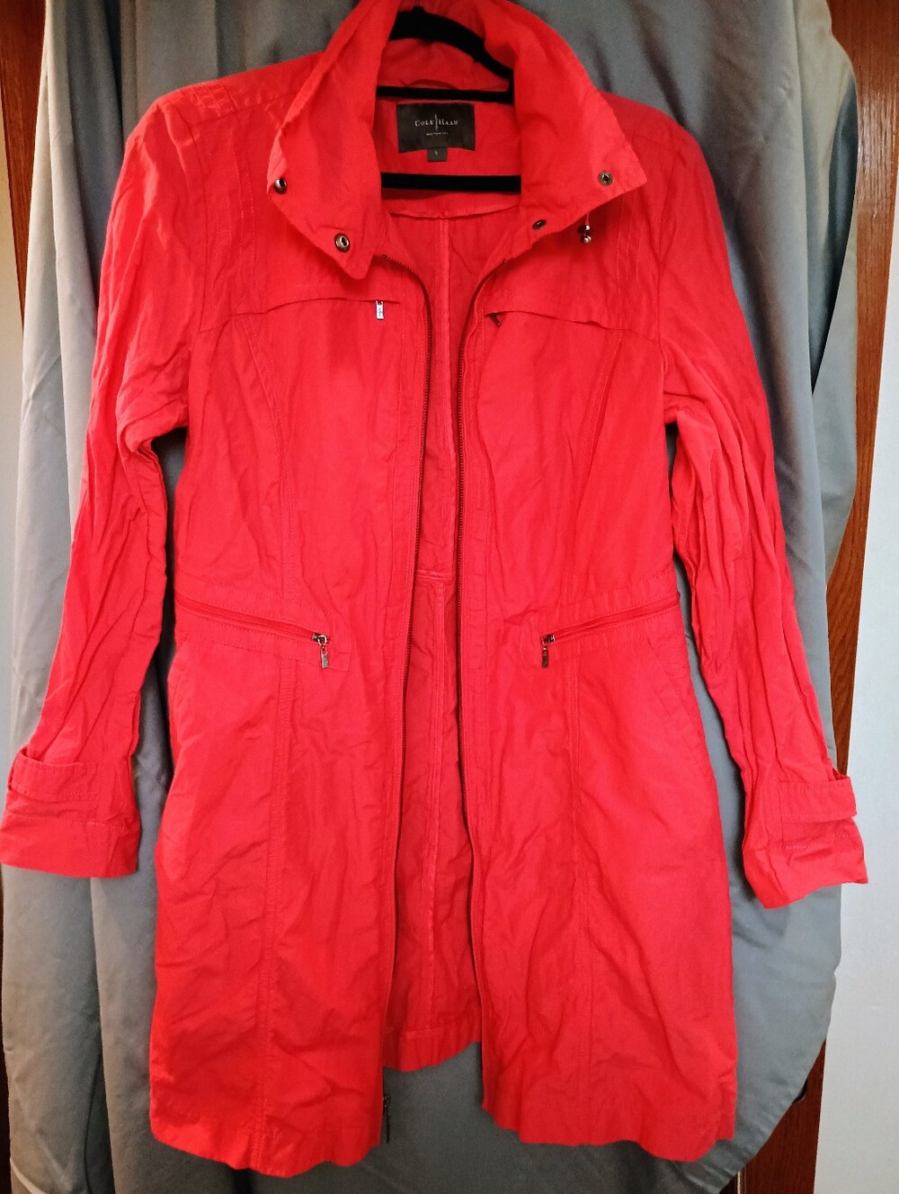 Cole Haan Signature Travel Packable Rain Jacket - Size L - Poppy Red